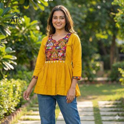 GAMTHI TOPS BY INLI DESIGNER RAYON PRINTED TOP WHOLESALER IN INDIA